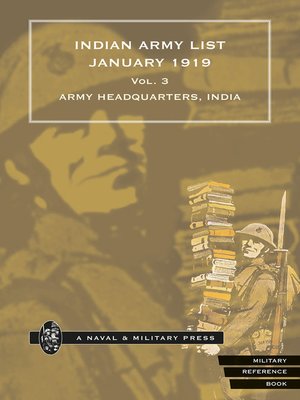 cover image of Indian Army List January 1919, Volume 3